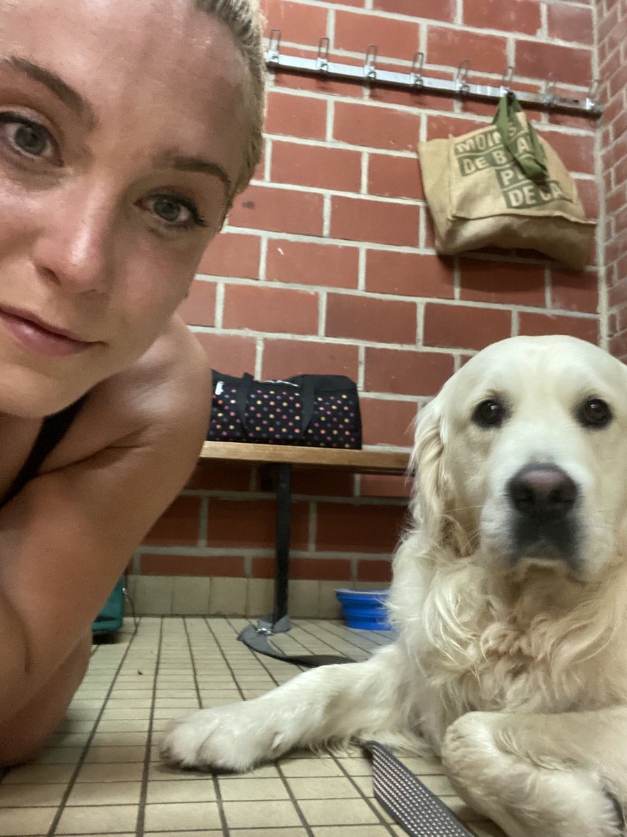 L_A_Taylor_'s tweet photo. Went to France. Met this dog in the locker room. Le Woof. 💜

#wrestledogs #doggo #goodboy #france #wrestling #lataylor #demolitionwoman #demolitiondoggo https://t.co/pCeF78gvAi