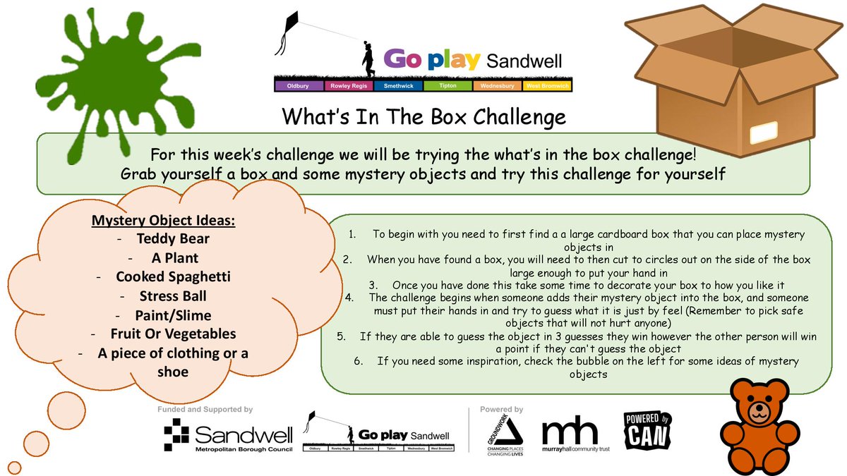 Are you ready to take on this week’s what’s in the box challenge! Get your cardboard box ready to try this mystery challenge for yourself at home’

#gpschallenge
#goplaysandwell
#activitiesforkids
#playathome