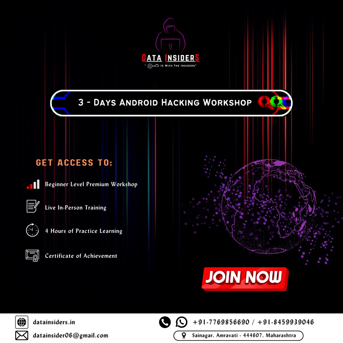 Data_InsiderS's tweet photo. 3 - DAYS ANDROID HACKING WORKSHOP 🚀
.
.
#datainsiders #datainsider #cybersecuritytraining #cybersec #malware #training #viral #top #trending #cyberawareness #information #education #hacker #data #content #hacking #operatingsystems #owasp #student #college #affordableeducation https://t.co/clGisuqD0P