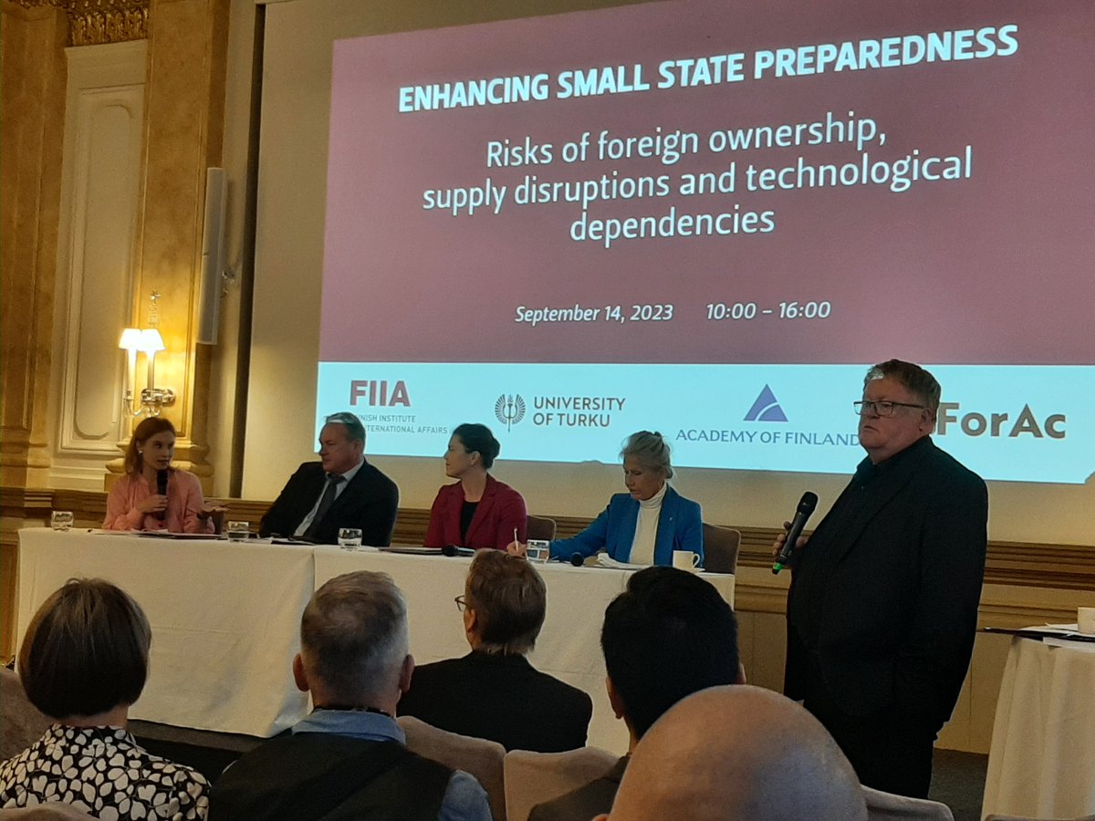 Thanks for a great event today with <a href="/FIIA_fi/">FIIA</a> and <a href="/FORAC_Research/">FORAC</a> "Enhancing small state #preparedness: Risks of foreign ownership, supply disruptions and technological dependencies" #security #technology #AI #geoeconomic #geotalous #Geopalvelu