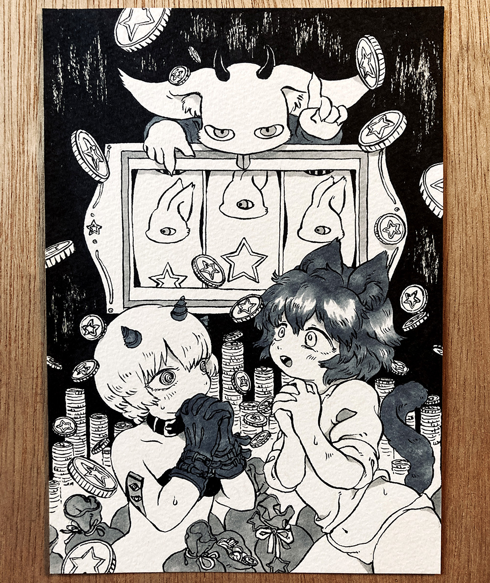 【予告】2019年の合同誌イラスト「ともだち」と「minigame」を明日21:00〜よりpixivBOOTHで販売します 