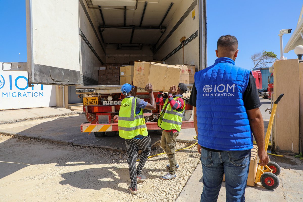 IOM_Libya's tweet photo. IOM Libya has dispatched urgent humanitarian assistance including supplies of essential non-food items and medical aid to areas most affected by the catastrophic #Storm Daniel and will continue to upscale its emergency response. https://t.co/paMmQuqhzm