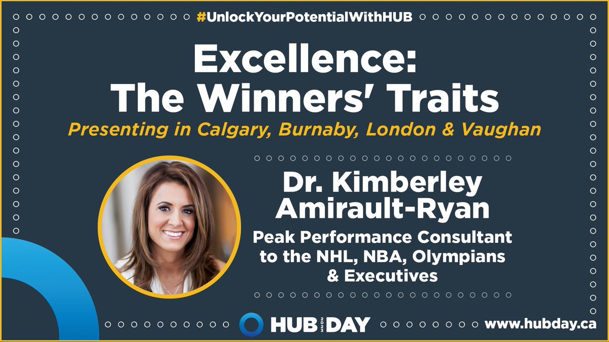 Joining us in Calgary, Burnaby, London, and Vaughan is Performance Consultant, Dr. Kimberley Amirault-Ryan, who will be exploring the universal traits shared by those who experience the most success in their field, and show you how to replicate them within your own career.
