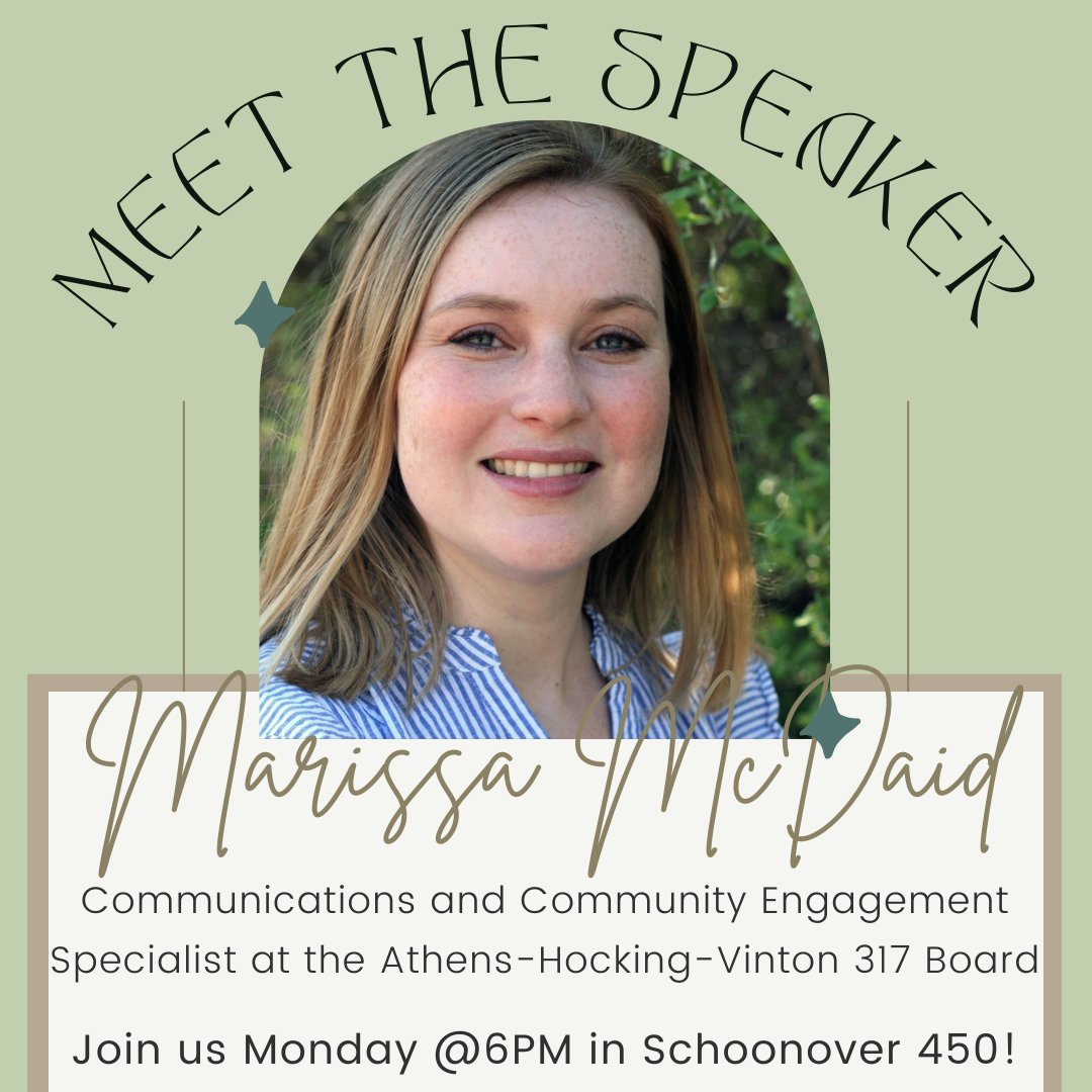 ScrippsPRSSA's tweet photo. It's time to hear from Marissa McDaid! π₯³
Join us on Monday in Schoonover 450 at 6pm to hear her talk about her journey as a student at @ohiou that lead her to her current job!
She was even a member of the E-Board at #ScrippsPRSSA! π₯
See you there! https://t.co/QDvKFwLmHC