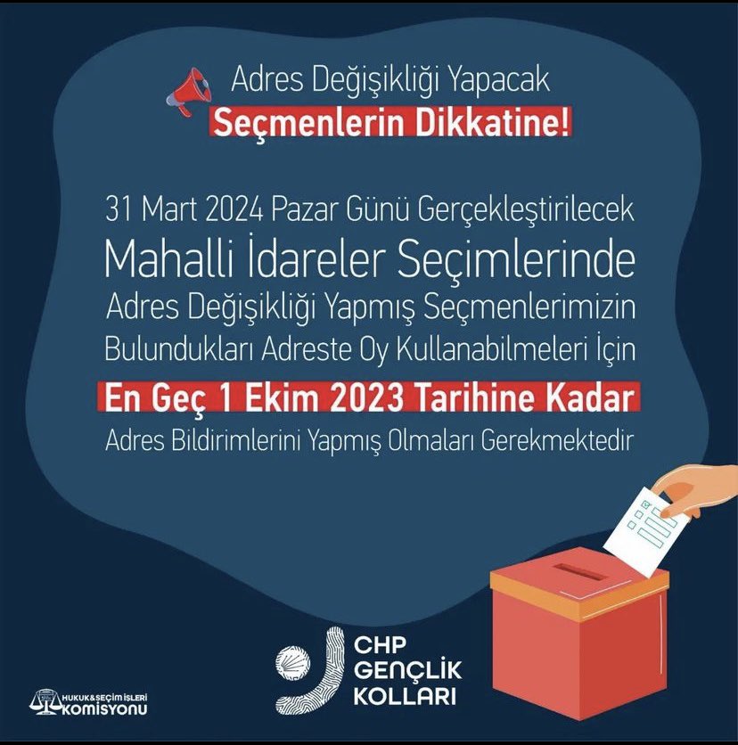 MenderesChp's tweet photo. Adres değişikliği yapacak seçmenlerin dikkatine. https://t.co/1jQshKemoR