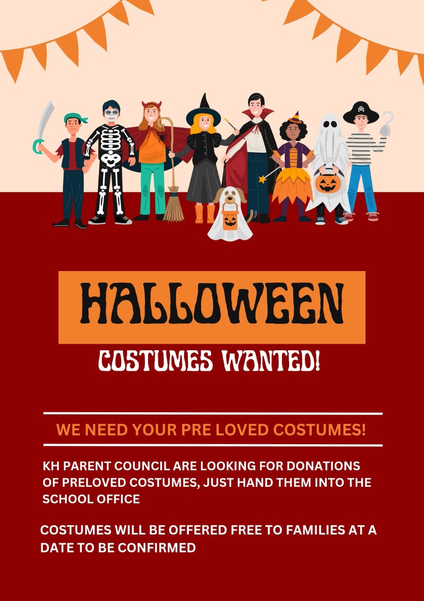 It's nearly that time of year again.  We are looking for preloved halloween costumes that can offered in school for free.   If you have any to donate please hand them into the school office asap.

Thanks!

<a href="/KeirHardieMem/">Keir Hardie Memorial</a>