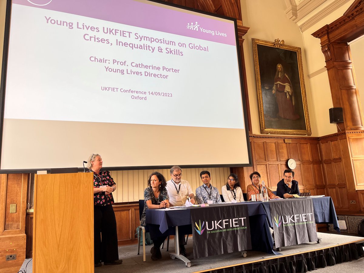 YL's Director @econcath introduces  @UKFIET  Symposium panel @MartaFavara  @SantiagoCueto6 
@mobarakhossa @RenusabSingh Anvita Ramachandran & @alan_sanchezj to discuss:

What happens when global crises meet structural inequalities - & what policies support equitable development