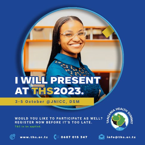 I am glad to be part of @TzHealthSummit 2023 as a youth benefiting from the #YOCAB program as well as a #presenter . 

#10YearsAnniversary
#THS2023