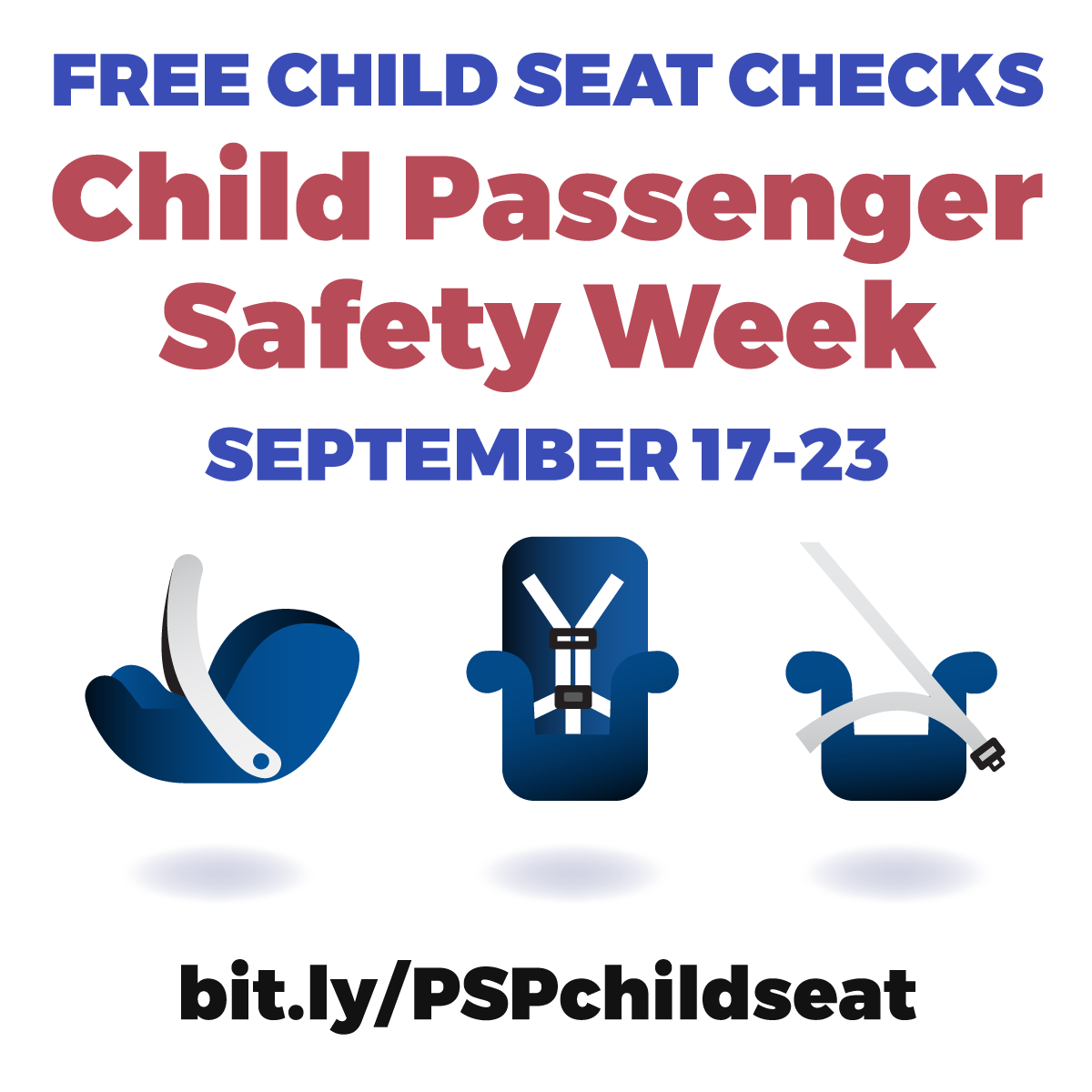 PAStatePolice's tweet photo. Child Passenger Safety Week is September 17-23. Certified technicians will provide free car seat checks and information for caregivers, including:
▪️ seat fit 
▪️ recalls
▪️ seat installation
▪️ how to properly harness a child
Find an event near you at https://t.co/RInwQUgouy. https://t.co/Es5AWVBGTi