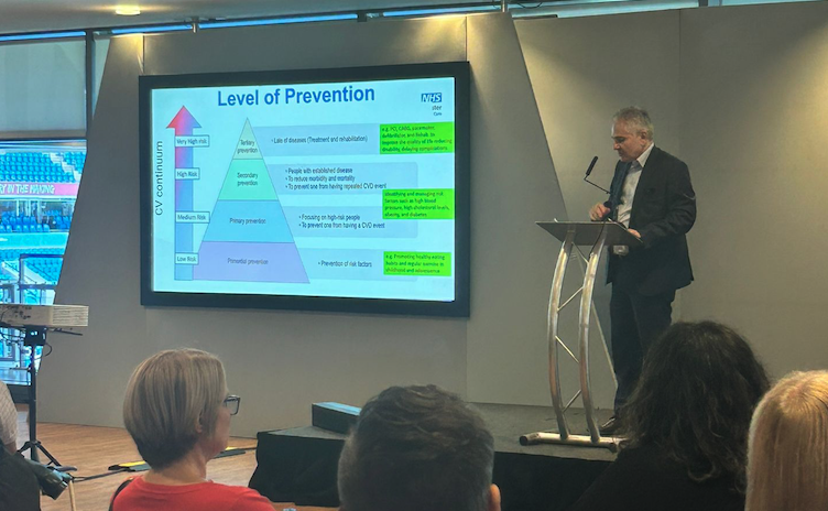 We're back underway for the afternoon session of our first cardiovascular disease prevention event. @ford1102 talks about the importance of secondary prevention and the links between secondary and primary care #heartofthematter #gmcvd