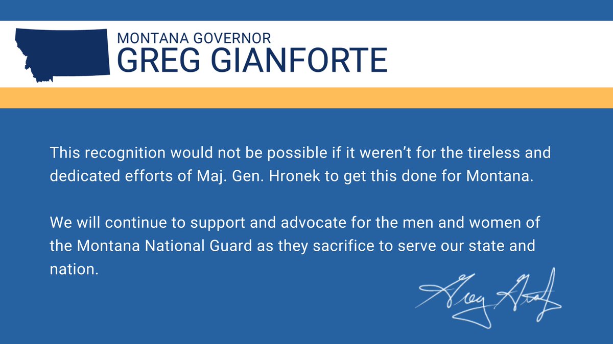GREAT NEWS -- <a href="/GuardMontana/">Montana National Guard</a> has been selected to receive the new C-130J model Super Hercules cargo aircraft.

I appreciate Maj. General J. Peter Hronek for his tireless work on behalf of our Airmen.