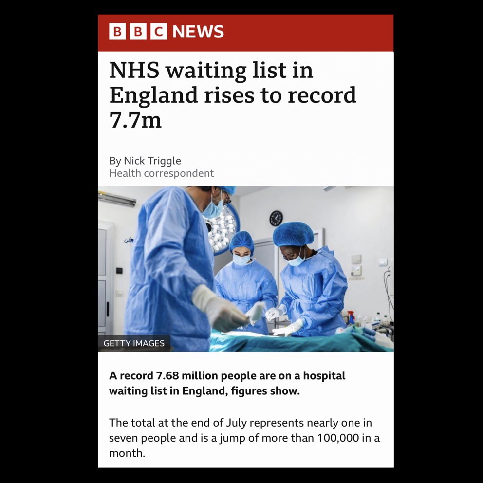 Dr Andrew Meyerson (@andrewmeyerson) on Twitter photo Dear <a href="/Conservatives/">Conservatives</a>,
13 years ago you inherited the #1 ranked healthcare system on the planet and look what you've done: We now have the longest GP, A&E, cancer, and outpatient waiting lists in NHS history. 7.7m people long. You don't deserve power. You deserve prison.
#SOSNHS Dear <a href="/Conservatives/">Conservatives</a>,
13 years ago you inherited the #1 ranked healthcare system on the planet and look what you've done: We now have the longest GP, A&E, cancer, and outpatient waiting lists in NHS history. 7.7m people long. You don't deserve power. You deserve prison.
#SOSNHS