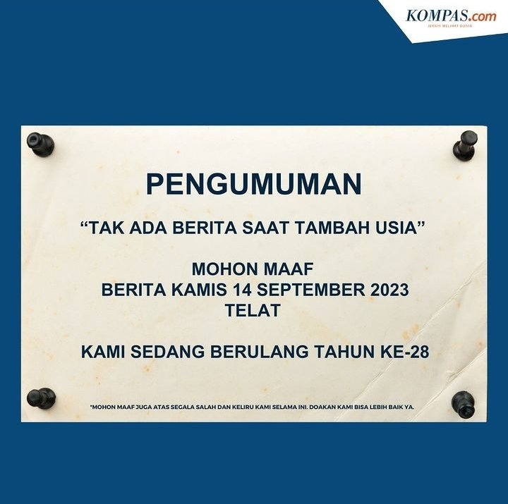 itokgemboel's tweet image. Selamat ulang tahun untuk @kompascom yang ke 28. Sukses dan tetap jernih melihat dunia.

#kompascom
#kompascom28