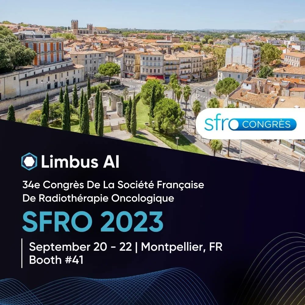 Looking forward to #CongrèsSFRO2023 next week. Stop by Limbus AI at Booth #41 to chat with us! 

#LimbusContour #ai #autocontouring #SFRO #radonc  #ai #autocontouring  #medphys 

🔗 Learn more: buff.ly/488ei93
🔗 Book a Demo: buff.ly/3EgB8NZ