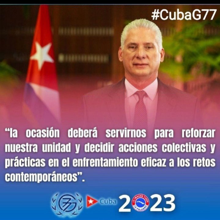 Abogaremos por el uso de la Ciencia, la tecnología y la innovación para lograr el desarrollo sostenible con la presencia de 134 delegaciones que integran la #CumbreG77YChina #SanctiSpíritusEnMarcha #Cuba <a href="/DiazCanelB/">Miguel Díaz-Canel Bermúdez</a> <a href="/Deivy/">deivy</a>