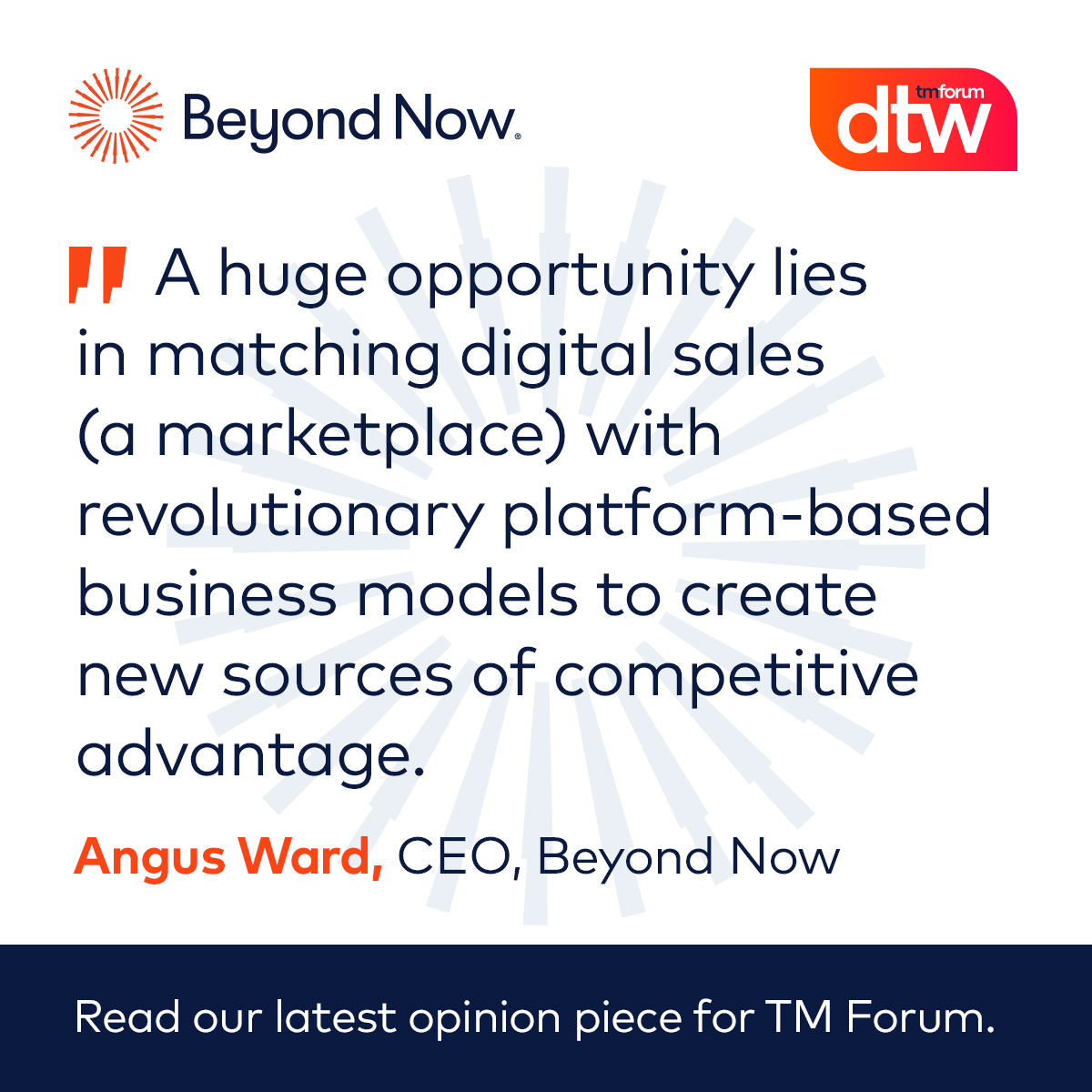 In just over a week, we'll be at #DTW23 #Ignite. Our CEO Angus Ward wrote a guest article for TM Forum ahead of the event, outlining the ways that a digital marketplace can help CSPs grow. Check it out here: dtw.tmforum.org/growing-your-b… - and don't forget to visit at DTW on Booth 208!
