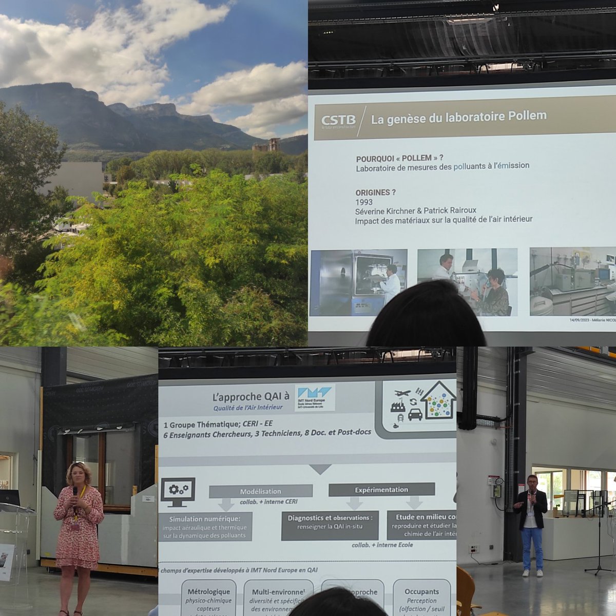 LiselotteTinel's tweet photo. Great scenary (Grenoble's Alps 🏔️) for the celebration of 30 years existence of @cstb_fr's POLLEM lab. 
Very excited to soon start a new collaboration with Melanie Nicolas @o3_mel there on μplastics. @IMT_NordEurope 's Frédéric Thévenet showcased some previous IAQ collab projects https://t.co/AVAbHDT0ux