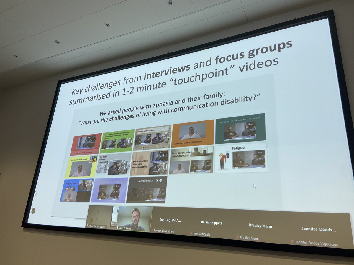 BASConf2023's tweet photo. Loving the idea of a virtual coordinator- @JohnPierce85 describes a great piece of work on identifying and addressing the needs of people with communication disability after discharge @BasAphasia @BASConf2023 #BASConf23 https://t.co/wtuxei6eLN