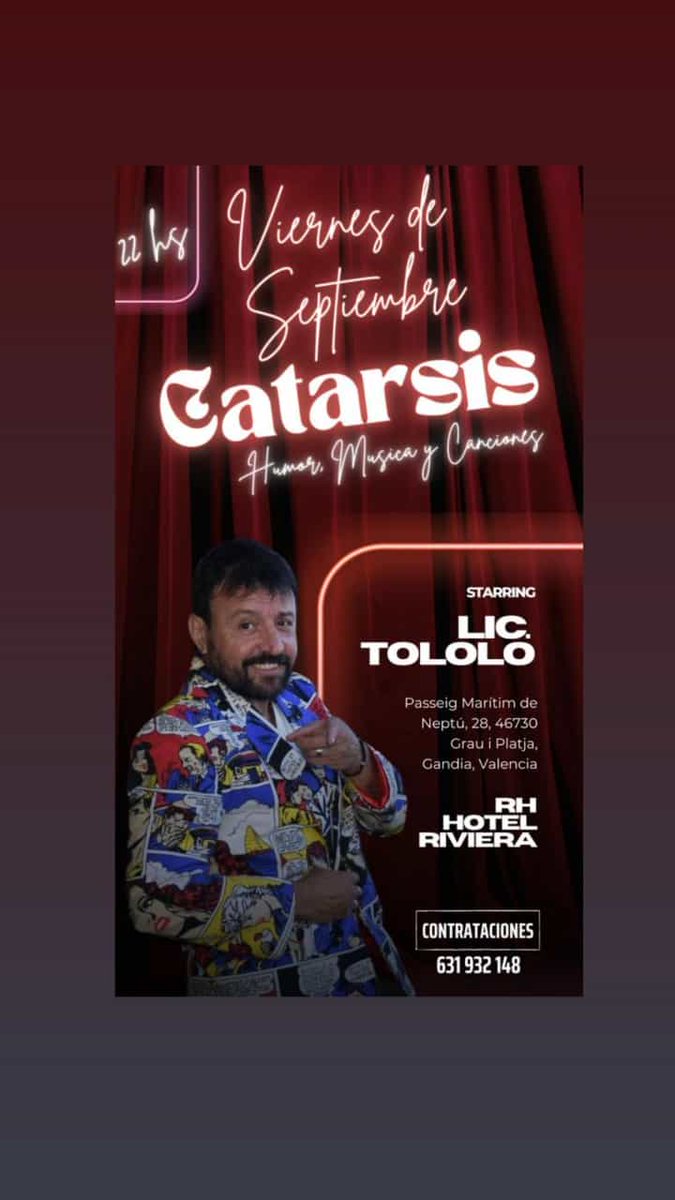 Al mejor lugar del mundo te invito a reírte, cantar, emocionarte y disfrutar!! show para toda la familia!! 
viernes a las 22 horas!!