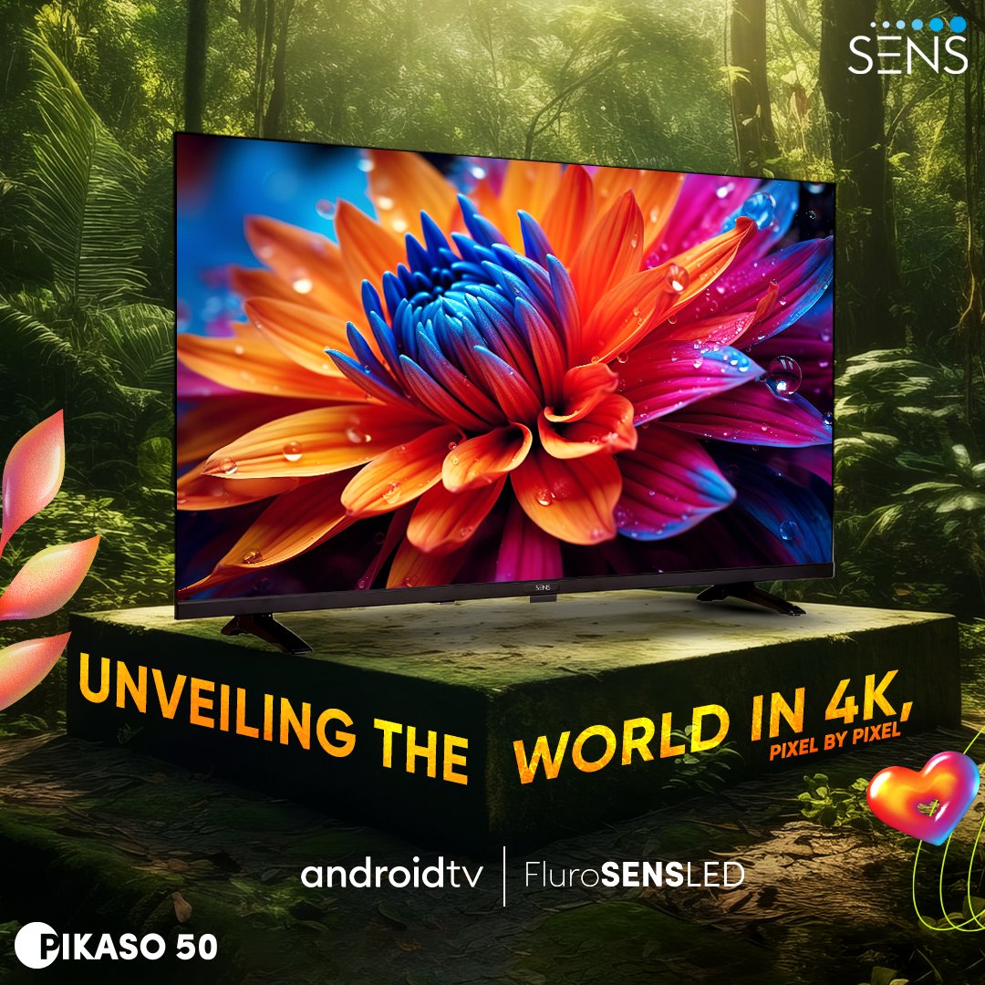 Experience the enchantment of Pikaso 50 as each intricate detail and vivid hue come alive on the captivating FluroSENS 4K UHD Panel. Get yours at ₹24,999 on Flipkart!

#SENS #LetTVsMakeSENS #Pikaso50 #FluroSENS #SmartTV