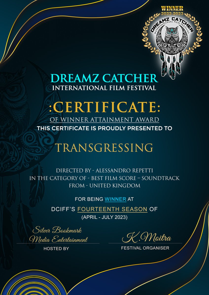 STransgressing's tweet photo. Congratulations to our amazing composer @MylonakisYoann for winning Best Film Score award for his music in "Transgressing" Dreamz Catcher International Film Festival!  
#shortfilm #composer #bestmusic https://t.co/rWI4ol46J3