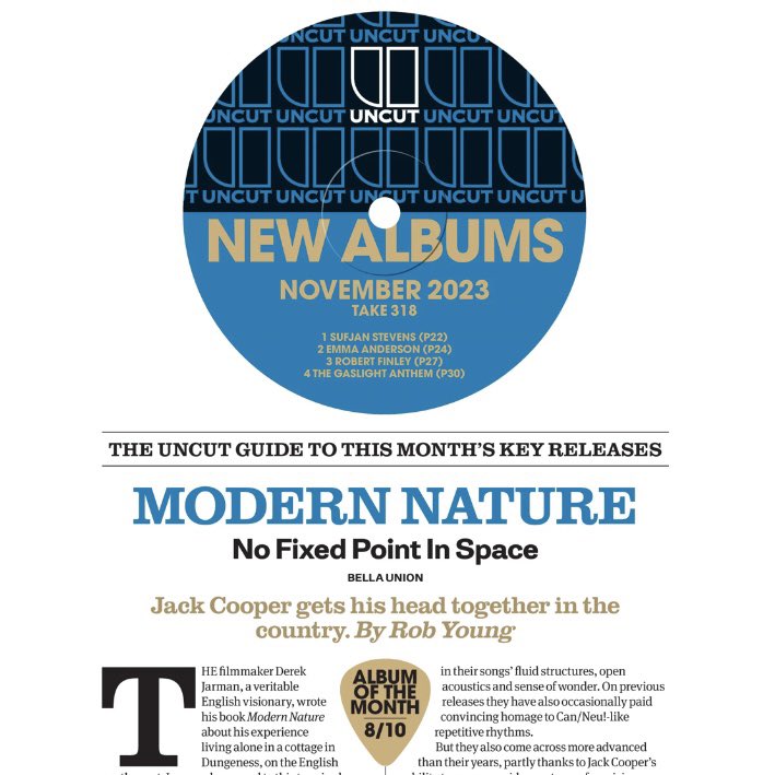 No Fixed Point In Space is Album Of The Month in the new @uncutmagazine which is on newsstands today. 4 page review and interview by Rob Young @polyalbion - really great