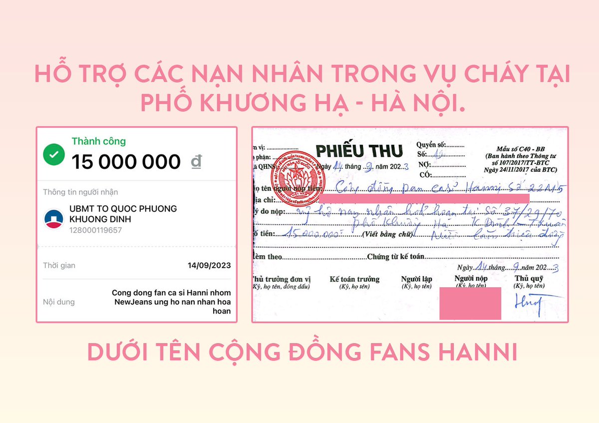 CherryHanniVN's tweet photo. 𝐃𝐄𝐀𝐑 𝐌𝐘 𝐁𝐔𝐍𝐍𝐘 𝐏𝐇𝐀𝐌𝐈𝐋𝐘

HỖ TRỢ CÁC NẠN NHÂN TRONG VỤ CHÁY TẠI PHỐ KHƯƠNG HẠ - HÀ NỘI.

Như chúng ta đã biết, vụ hỏa hoạn chung cư mini đêm ngày 12 tháng 9 đã để lại rất nhiều thiệt hại về người và tài sản. Hôm nay, chúng mình đã trích một phần trong Quỹ Nhà Thỏ, thay mặt Bunnies Việt Nam trực tiếp gửi đến Uỷ ban MTTQ Việt Nam phường Khương Đình số tiền 15 triệu đồng để hỗ trợ các nạn nhân và gia đình. 

Chúng mình xin được gửi lời chia buồn sâu sắc nhất tới những gia đình bị ảnh hưởng bởi vụ việc. Mong rằng sự hỗ trợ này có thể chia sẻ được phần nào khó khăn của người dân bị thiệt hại do hoả hoạn gây ra.