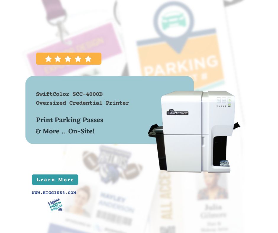 higgins3corp's tweet image. The SwiftColor SCC-4000D Oversized Credential Printer prints is a perfect fit for printing parking passes, VIP passes, exhibitor/attendee badges, media credentials, door hangers, and oversized badges!

#IDSecurity #CampusSafety #EventMarketing

higgins3.com