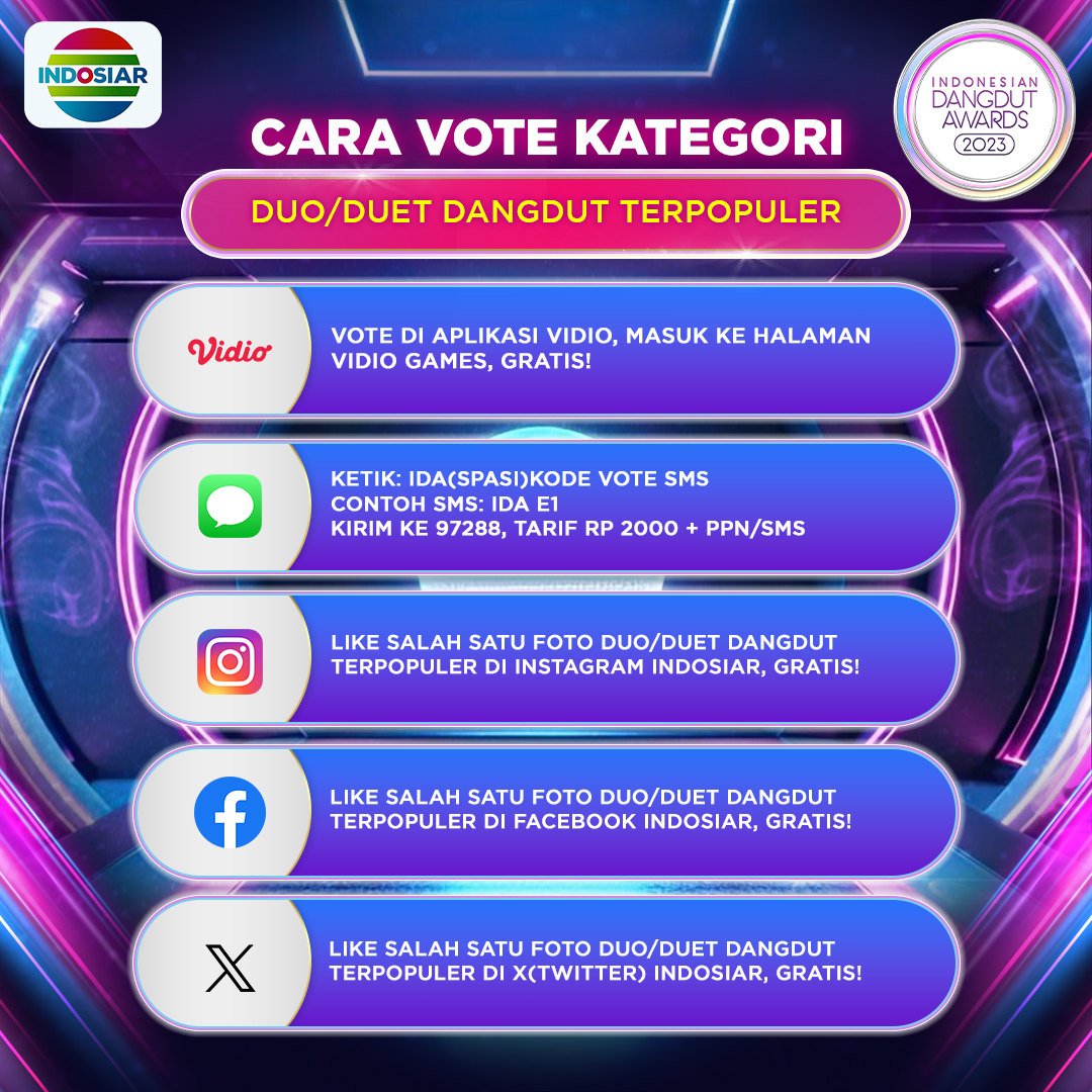Like postingan ini untuk dukung #HariPutra &amp; #PutriIsnari di kategori DUO/DUET DANGDUT TERPOPULER di #IndonesianDangdutAwards2023! Geser untuk cek syarat &amp; ketentuan, ya! 
. 
. #IndonesianDangdutAwards2023Indosiar 
#IDA2023 
#IDAIndosiar