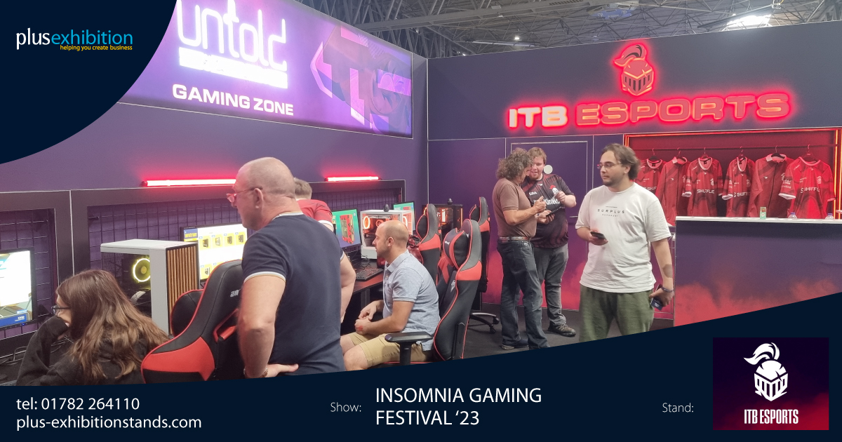 theplusgroupuk's tweet photo. ITB Esports’ stand at this year’s Insomnia Gaming Festival certainly lit up the show! Its stand out design, backlit logo, and light box meant it was unmissable. If you need help ‘lighting up’ your next exhibition stand, call us now on 01782 264110 or visit https://t.co/I7farS7alr https://t.co/j5nO6cEa1f