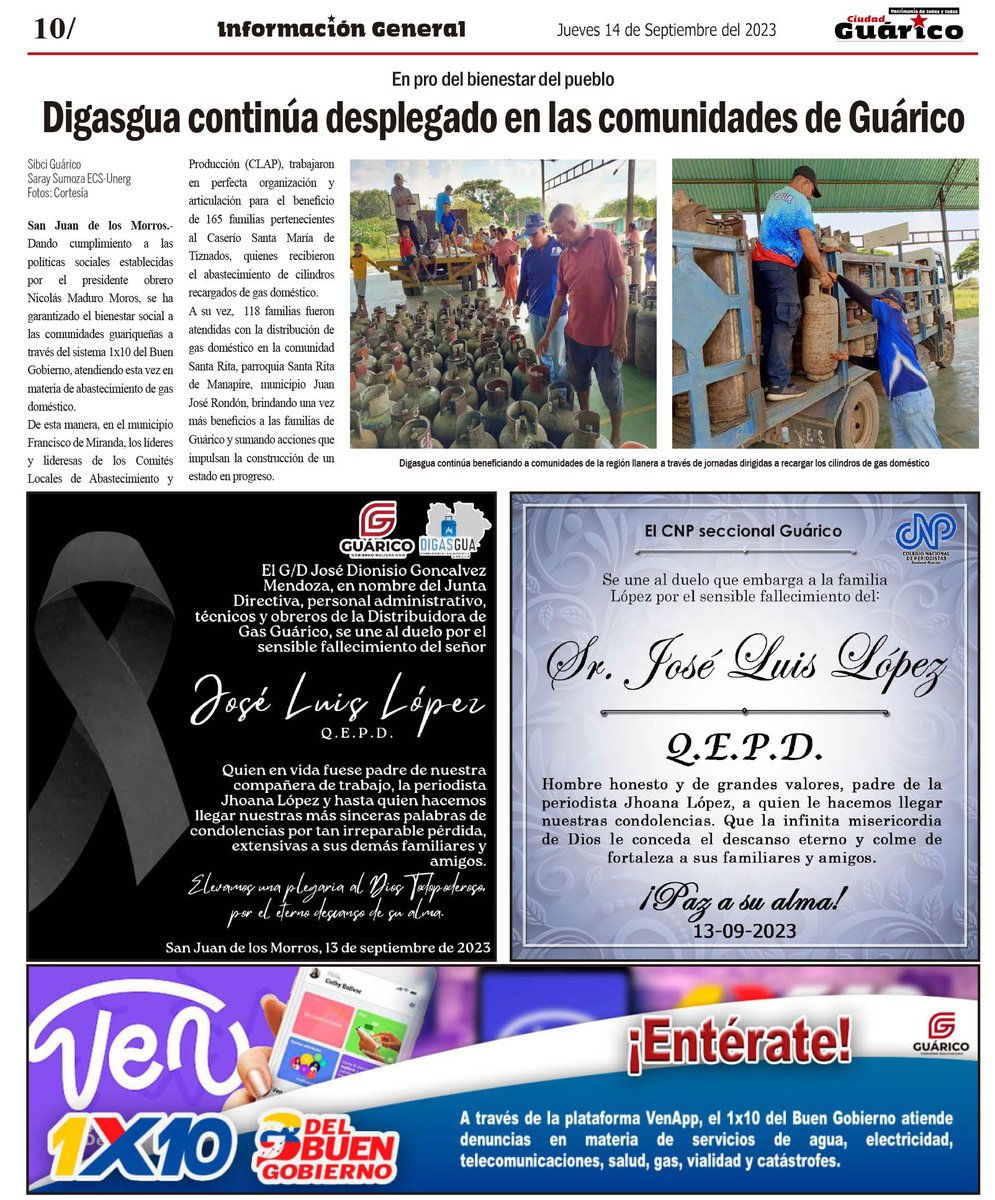 #InfoGeneral📰 Digasgua continúa desplegado en las comunidades de Guárico

#Guárico
#APruebaDeTodo 
#GuáricoCreceYAvanza