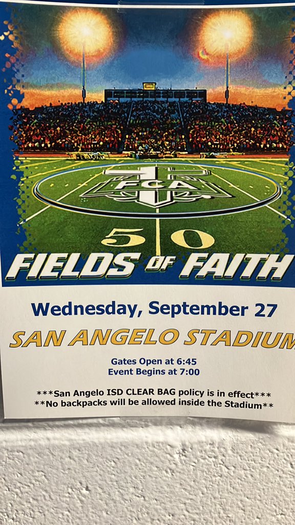 Fields of Faith. Wednesday, September 27th.
6:45
