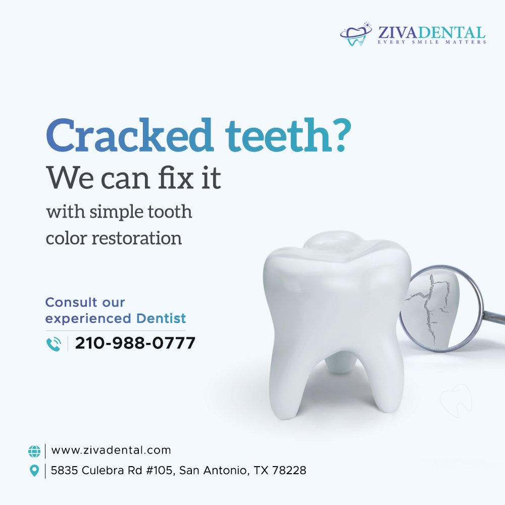 ZivaDental's tweet image. Don't let a cracked tooth hold you back. Contact Ziva#Dental today and get ready to smile again

Call- 210-988-0777
Visit: zivadental.com

#CrackedTooth #Brokentooth #Dentalcare #DentalTreatment #OralHealth #Dentist #Dentistry #Smile #Teeth #SanAntonio #Texas