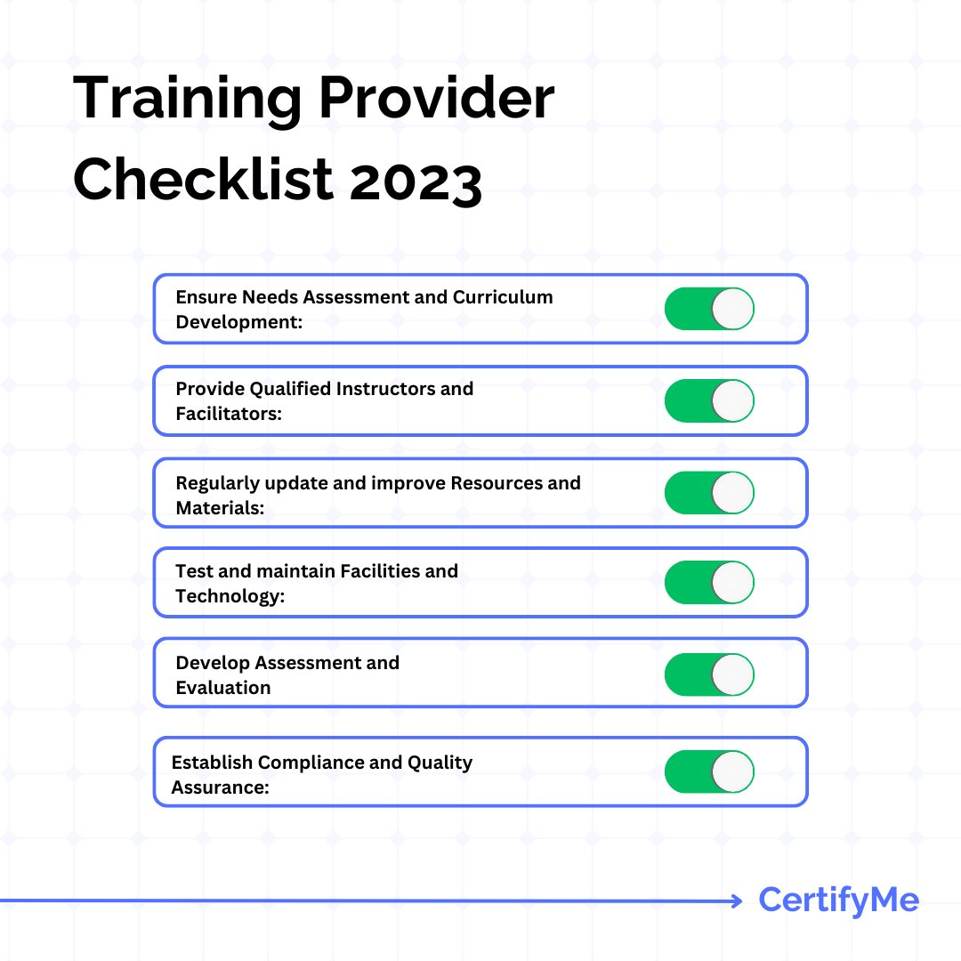 me_certify's tweet photo. Training Provider Checklist 2023 📚💼
#TrainingExcellence #EducationMatters #certifyme https://t.co/Wcq5STAb86