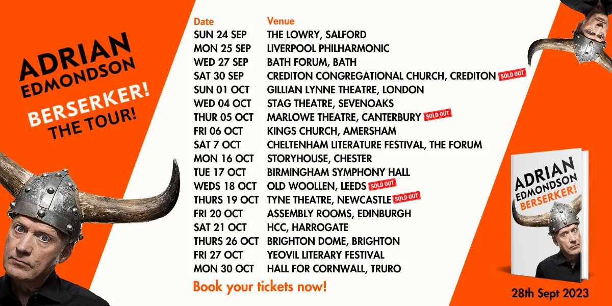 Pan Macmillan (@panmacmillan) on Twitter photo Comedy icon <a href="/AdrianEdmondson/">Adrian Edmondson ❎</a> is heading out on tour from 24th September and there are still tickets available 👉
He'll be sharing tales from his one-of-a-kind autobiography, Berserker!
From brutal schooldays to anarchic 80s comedy and beyond, book here: buff.ly/3Pq0s9I Comedy icon <a href="/AdrianEdmondson/">Adrian Edmondson ❎</a> is heading out on tour from 24th September and there are still tickets available 👉
He'll be sharing tales from his one-of-a-kind autobiography, Berserker!
From brutal schooldays to anarchic 80s comedy and beyond, book here: buff.ly/3Pq0s9I