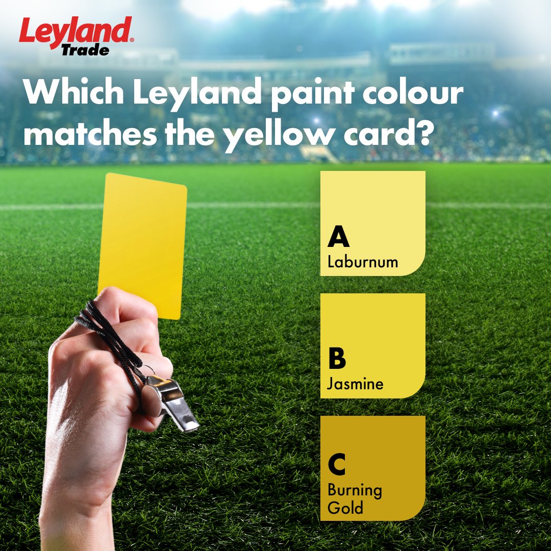 We reckon we'll be seeing plenty more yellow cards this weekend, so we've dug into our thousands of paint colours to put your eyes to the test...👀​ Can you can match the right Leyland Trade paint colour to the yellow card? Answers below 👇