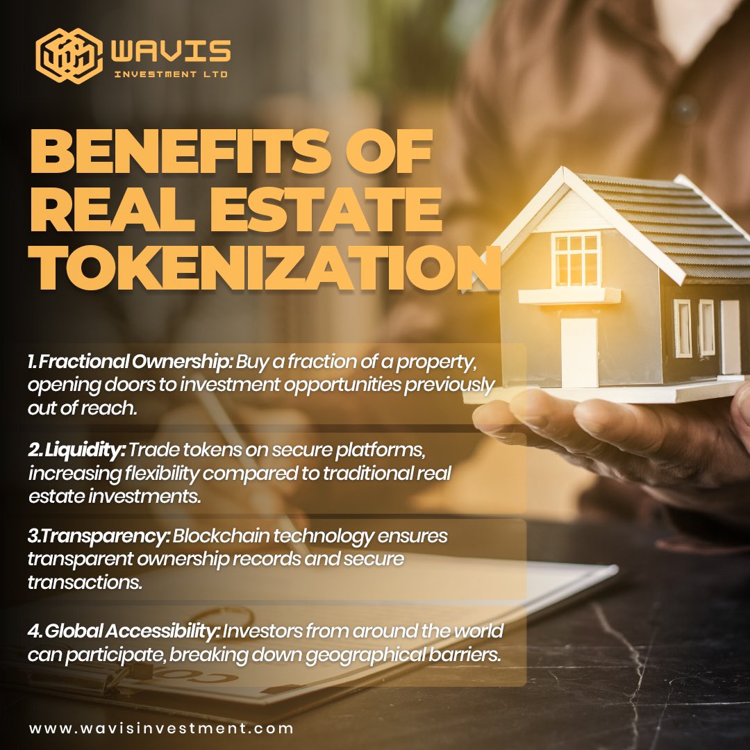 InvestmentWavis's tweet photo. New Possibilities with Real Estate Tokenization!

The benefits of turning real estate assets into digital tokens.

Invest with ease, diversify your portfolio, and enjoy liquidity like never before.
#realestate #tokenization #investmentopportunity #digitalasset #AppleEvent https://t.co/PeXiXoxfnV