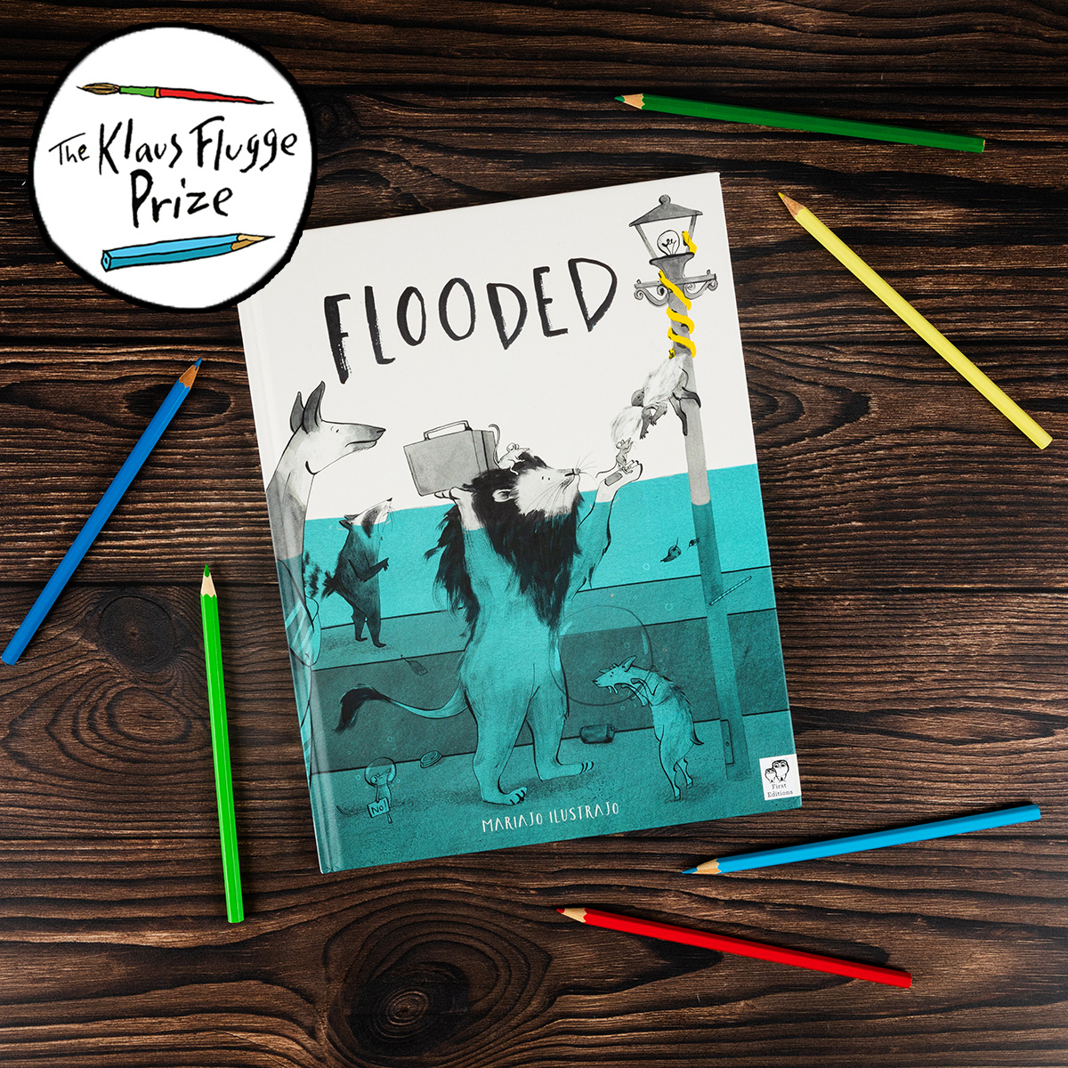 Congratulations to @Ilustrajo, winner of the 2023 #KlausFluggePrize with her marvellous picture book, Flooded! Bursting with spirit & full of beautifully, captivating illustrations this brilliant tale comes with an important message & is available here: bit.ly/44TNarF