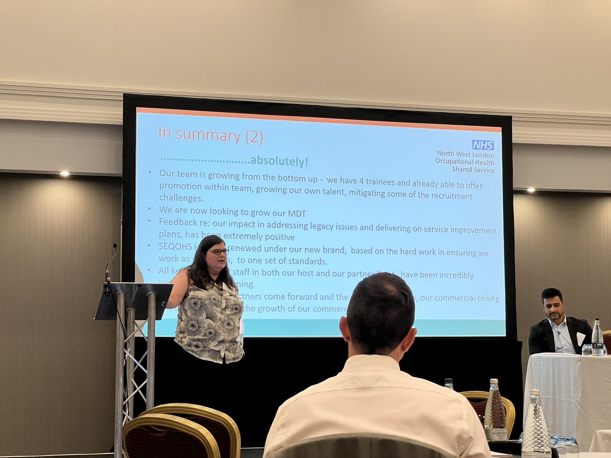 Pam sharing the experiences and learning from creating a large scale system partnership OH wellbeing service across London, at the @NHSOHNetwork conference, being an #GrowingOHWB trailblazer - it can be done
@NHSE_WTE @NHSEngland