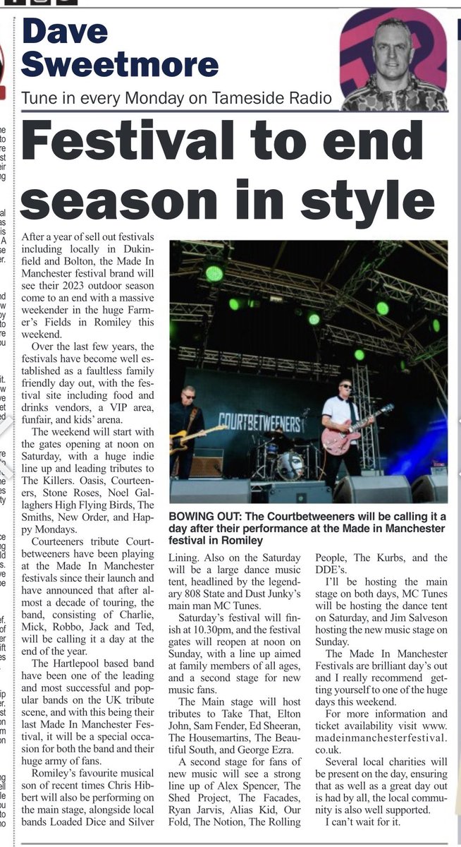 This weeks bit - this weekends <a href="/MadeInMCRFest/">Made In Manchester Festival</a> in Romiley’s Farmers Fields ↘️
