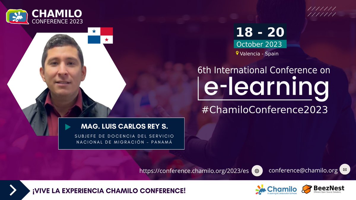 Michela Mosquera (@michela85) on Twitter photo ๐ต๐ฆ โค๏ธ #Panamรก ๐ se hace presente en la 6ta Conferencia Internacional de #eLearning : ChamiloConference #Spain 2023. ๐ฏยฟTe interesa estar actualizado en cuanto aย #Tecnologรญa #Educativa se refiera? ยกVamos a #ChamiloConference! . Inscripciones ๐ conference.chamilo.org/2023/en/tickets ๐ต๐ฆ โค๏ธ #Panamรก ๐ se hace presente en la 6ta Conferencia Internacional de #eLearning : ChamiloConference #Spain 2023. ๐ฏยฟTe interesa estar actualizado en cuanto aย #Tecnologรญa #Educativa se refiera? ยกVamos a #ChamiloConference! . Inscripciones ๐ conference.chamilo.org/2023/en/tickets
