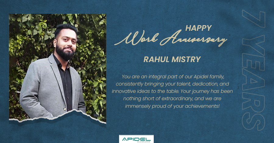 ApidelTech's tweet photo. @ApidelTech is celebrating seven years of hard work, resilience, and achievement of Rahul Mistry's overall journey and we are nothing but proud of his exceptional contributions and unwavering commitment to the company.
#apidelmilestone #7yearsofexcellence #workanniversary https://t.co/q1VbyjOekZ
