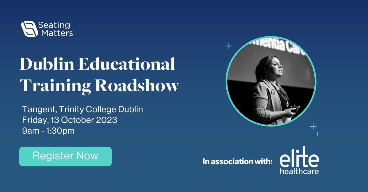 Join us on the 13 October in Tangent at Trinity College Dublin for complimentary seating training. 

This event, held in association with <a href="/EliteHealthcare/">Elite Healthcare</a> will refresh your knowledge on postural management &amp; pressure injury development. Register 👉bit.ly/3RoR0Wu