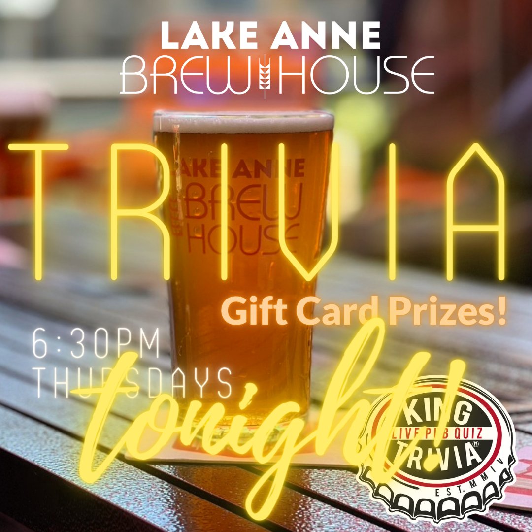 lakeannebrew's tweet photo. Join us for TRIVIA tonight! Thursdays are for beer, friends, and fun – game starts at 6:30pm
.
#trivia #pubquiz #idrinkandiknowthings #thirstythursday #restonbeer #whattodotonight #restonva #lifeonlakeanne #lakeanneplaza #drinklocal #kingtrivia #smartypants #showwhatyouknow #fxva https://t.co/HEGkSo3a8R