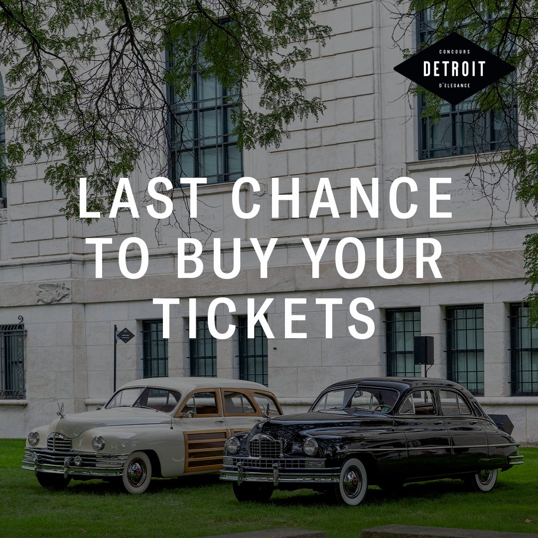 ONE WEEK left to purchase tickets before ticket prices increase! ⁣🚨 
⁣
Join us, September 23, for the world-renowned <a href="/DetroitConcours/">Detroit Concours d'Elegance</a>! Celebrate car culture in the heart of the Motor City with over 150 premier vehicles on display. ⁣
⁣
Tickets: bit.ly/3QRfDb2.