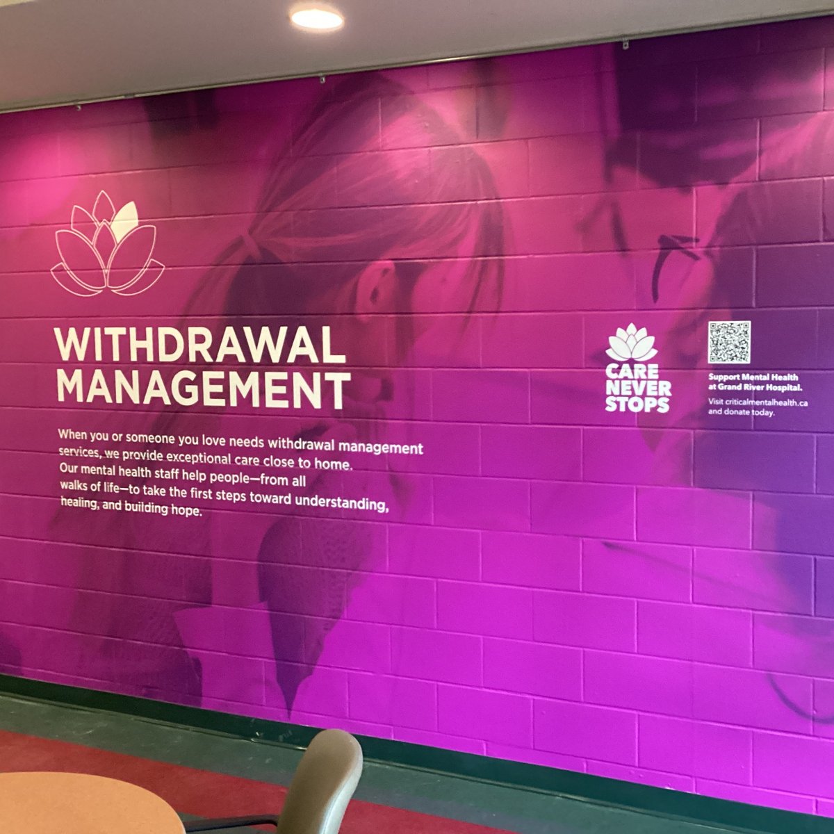 SignLanguage300's tweet photo. Finished up another mural for GRH - hard to believe it's not painted on 👀

 #signage #signagedesign #customsign #signs #printshop #graphicdesign #graphics #customprints #grh #careneverstops https://t.co/yPpWjE5j4u