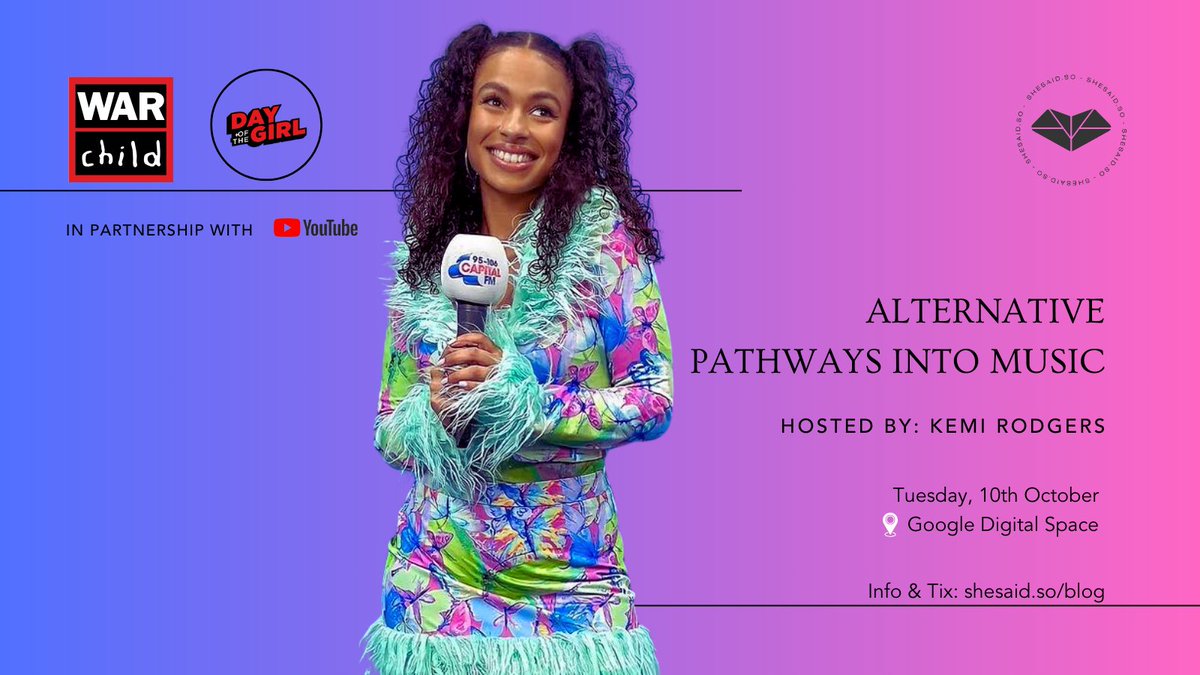 shesaid.so (@shesaid_so) on Twitter photo 📌 We're curating a panel for @warchilduk's #DayoftheGirl with <a href="/youtubemusic/">YouTube Music</a>, hosted by @kemirodgers.
🔹Our panel ‘Alternative Pathways into Music’ focuses on different ways to break into music without label involvement.
Info & Get Tix:
shesaid.so/blog/2023/9/14… 📌 We're curating a panel for @warchilduk's #DayoftheGirl with <a href="/youtubemusic/">YouTube Music</a>, hosted by @kemirodgers.
🔹Our panel ‘Alternative Pathways into Music’ focuses on different ways to break into music without label involvement.
Info & Get Tix:
shesaid.so/blog/2023/9/14…