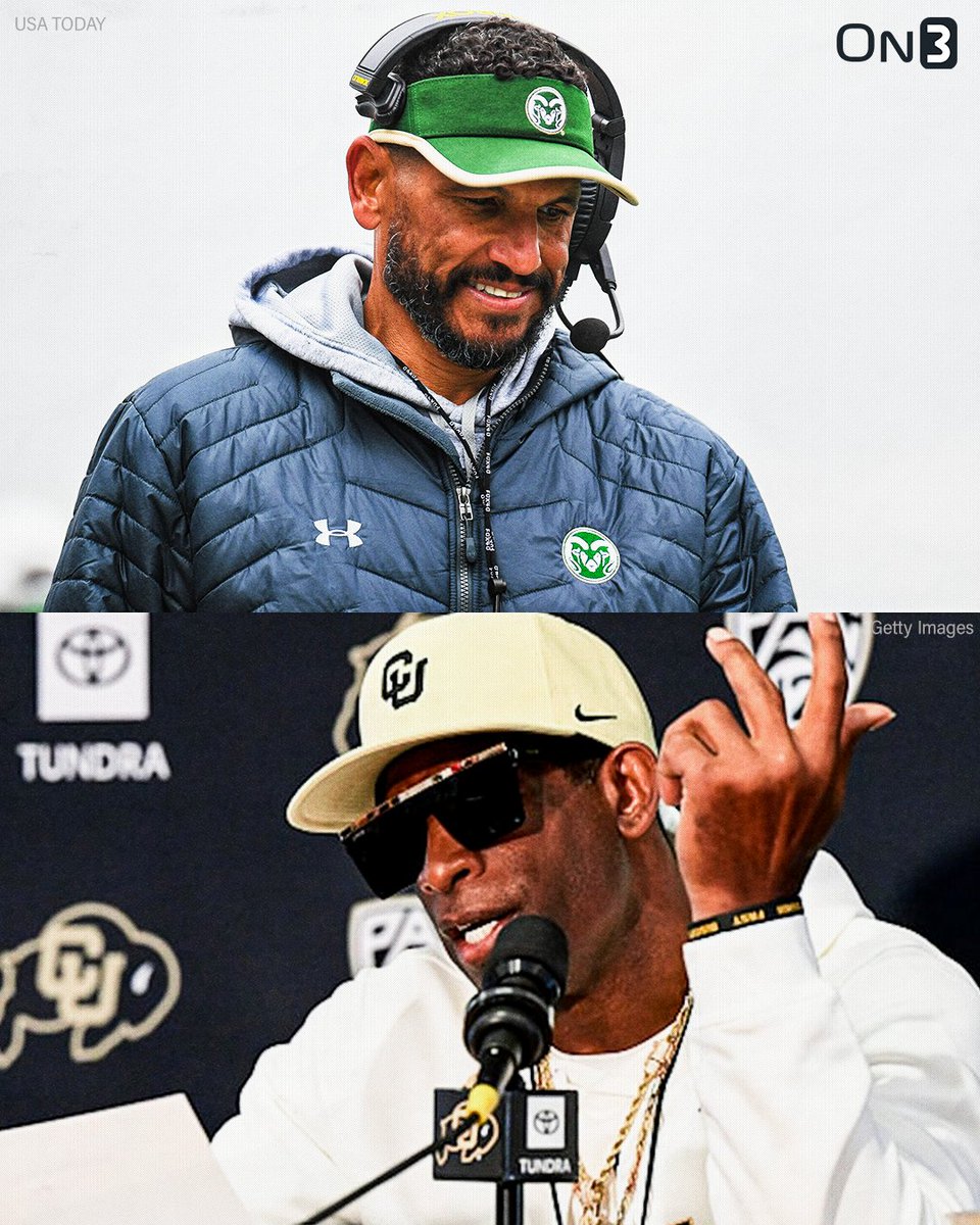 On3's tweet photo. CSU head coach Jay Norvell takes shot at Deion Sanders: 

"I sat down with ESPN today... I took my hat off, and I took my glasses off. And I said, ‘When I talk to grown-ups, I take my hat and my glasses off.’ That’s what my mother taught me.” 🍿

https://t.co/jPaW3srEMY https://t.co/nh5LmTwLMp