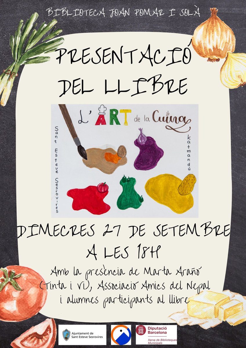 Ens fa molta il·lusió acollir la presentació d'aquest llibre creat per <a href="/tintaivi/">TintaiVi Marta Arañó</a> amb la participació dels seus alumnes i <a href="/amicsnepal/">Amics del Nepal</a> 😊 D'aquí a dues setmanes, no hi falteu! 🖌️🍝 #bibliotequesxbm #bibliosBLLN #sesrovires