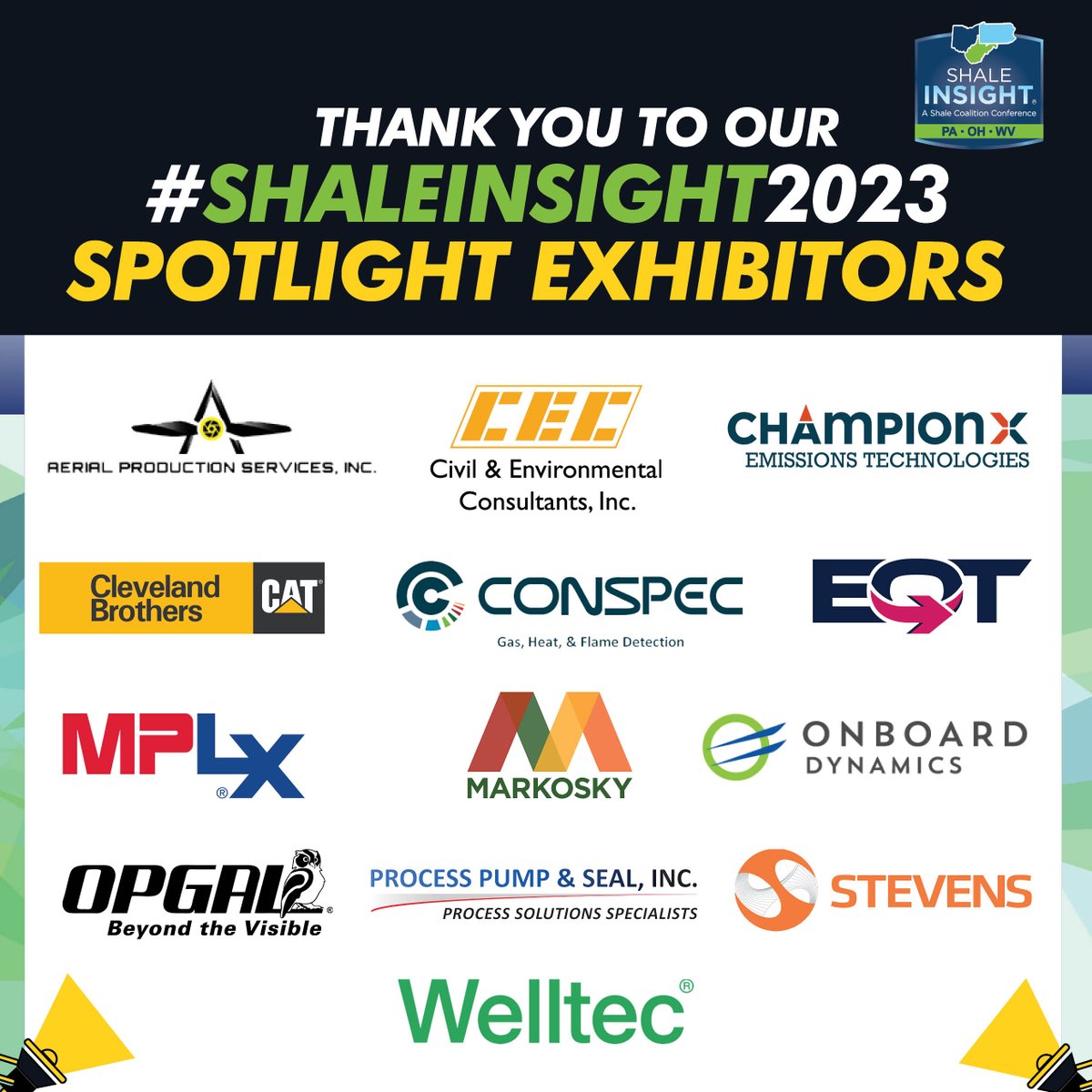 SHALE INSIGHT® 2023 is TWO WEEKS AWAY! Register today and visit these Spotlight Exhibitors to maximize your business connections! marcelluscoalition.org/shale-insight/…